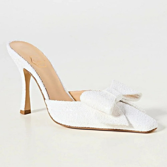 Nalebe Women´s Dimante White Glitter High Heel Mules...